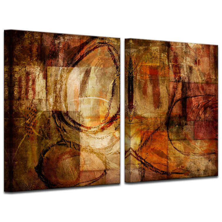 set Of 2) 24 X 30 Earth Abstract Framed Canvases Brown