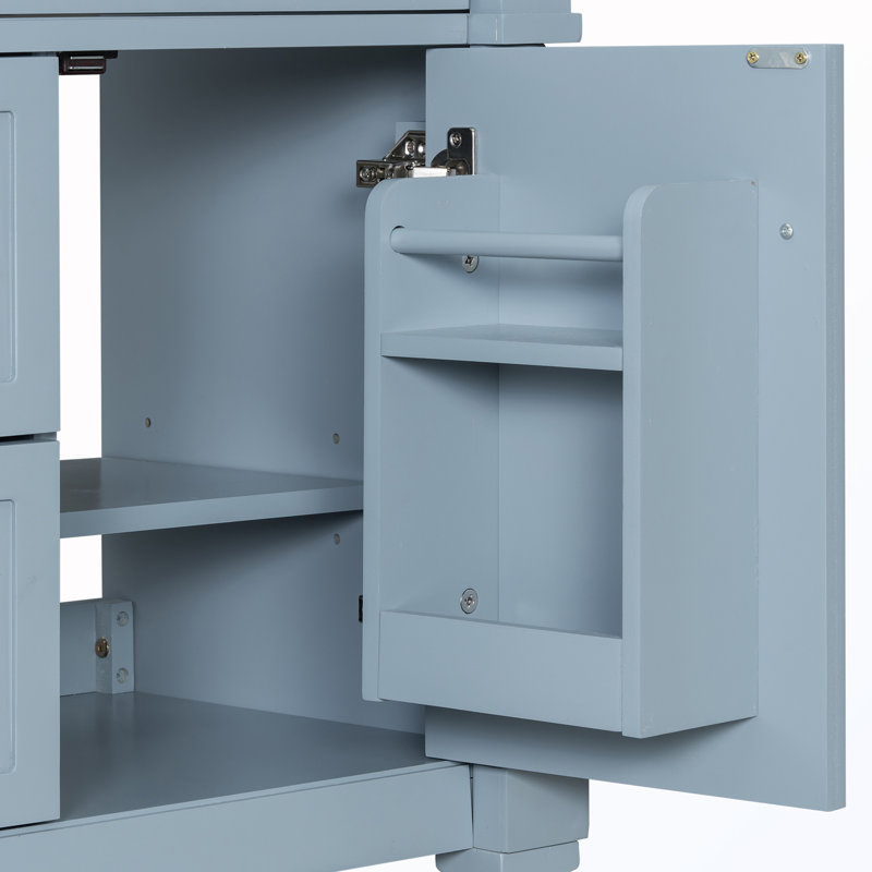 Freestanding Bathroom Vanity With Sink And Adjustable Shelf, Blue Gray