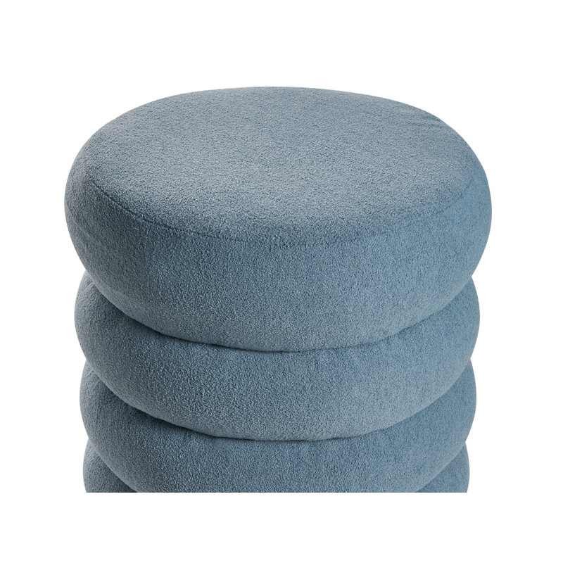 SUMPTER 43cm Wide Round Solid Colour Pouffe Ottoman, Blue