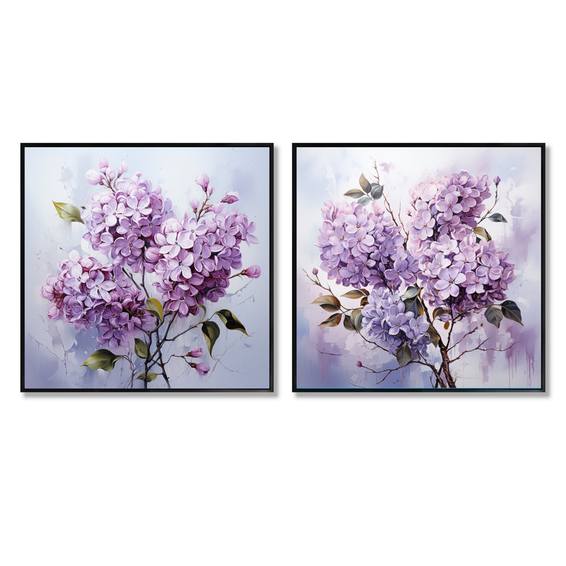 Ensemble de 2 mini-lilas Minimalist Elegance Dreamscape, Cadre flottant noir, H 16 po x l 33 po