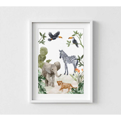 Jungle Babies Nursery Print, Watercolor Style (Multiple Sizes Available)