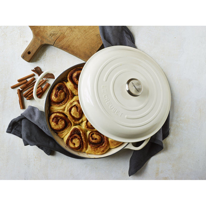 White Enameled Cast Iron 2.25-Quart Braiser with Lid