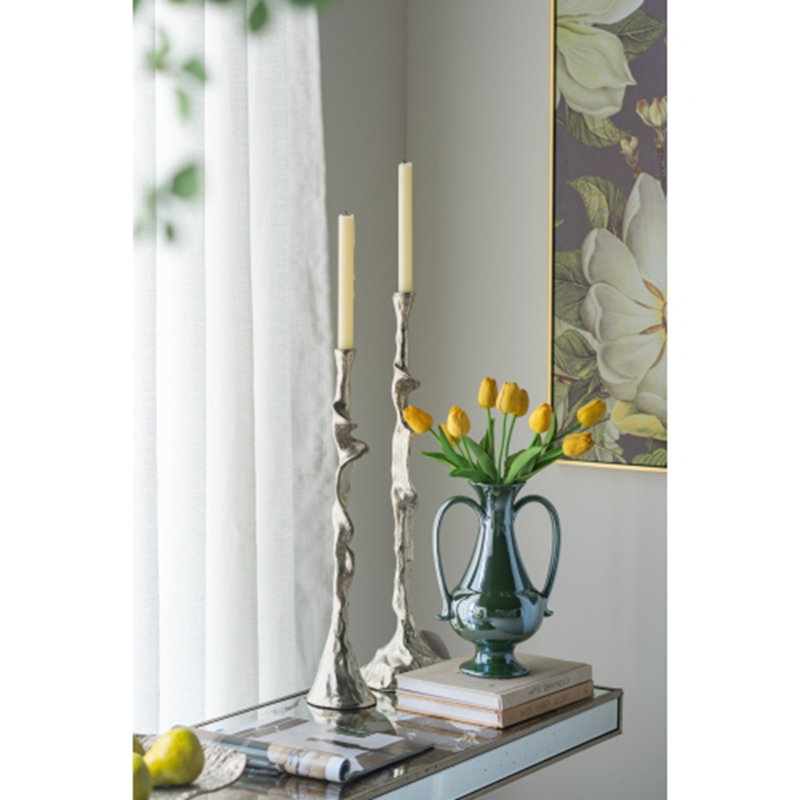 47x15.5x31" Rectangular Console Table with Elegant Floral Design and Mirrored Silver Finish