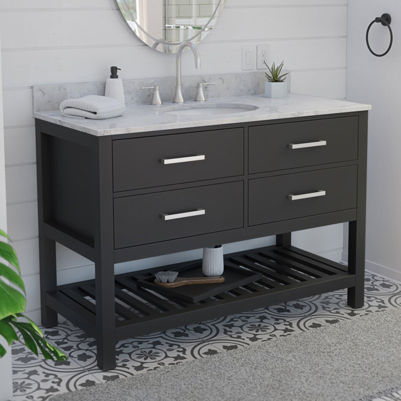 48" Single Bathroom Vanity Set, Matte Black