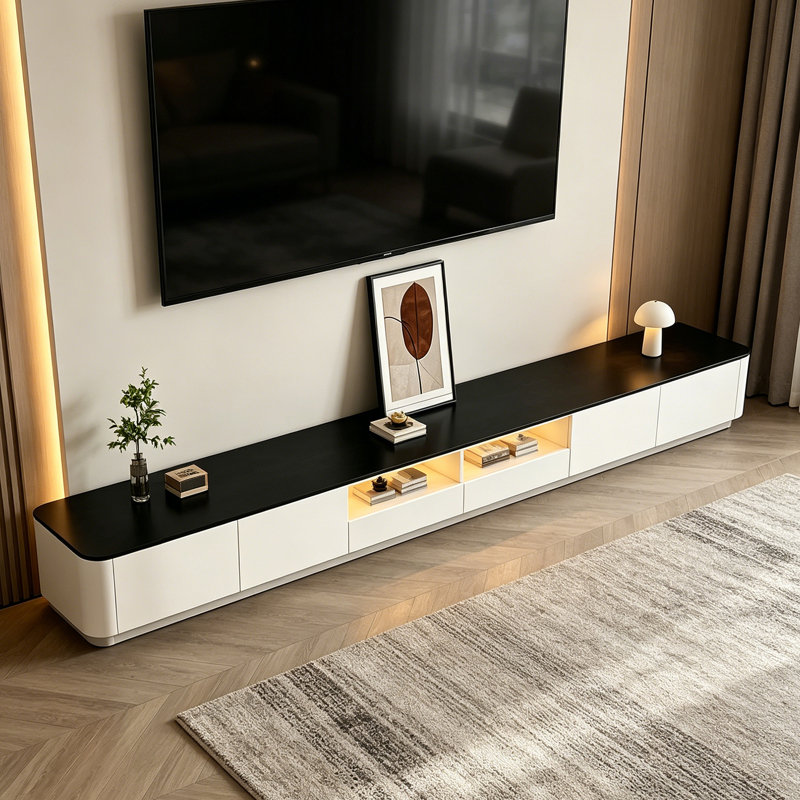 Meuble télé moderne avec tiroirs, 14.17" H x 110.23" W x 11.81" D
