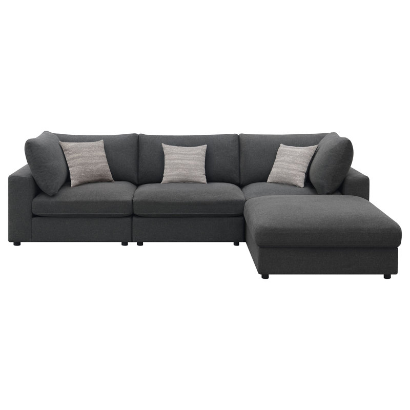 Artzt 4-piece Upholstered Modular Sectional Sofa Charcoal, Charcoal