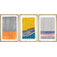 Abstrait, blocs de couleurs vives, orange, jaune, bleu et rose, blocs et lignes encadrés sur toile, impression de 3 pièces-91259785-91259787