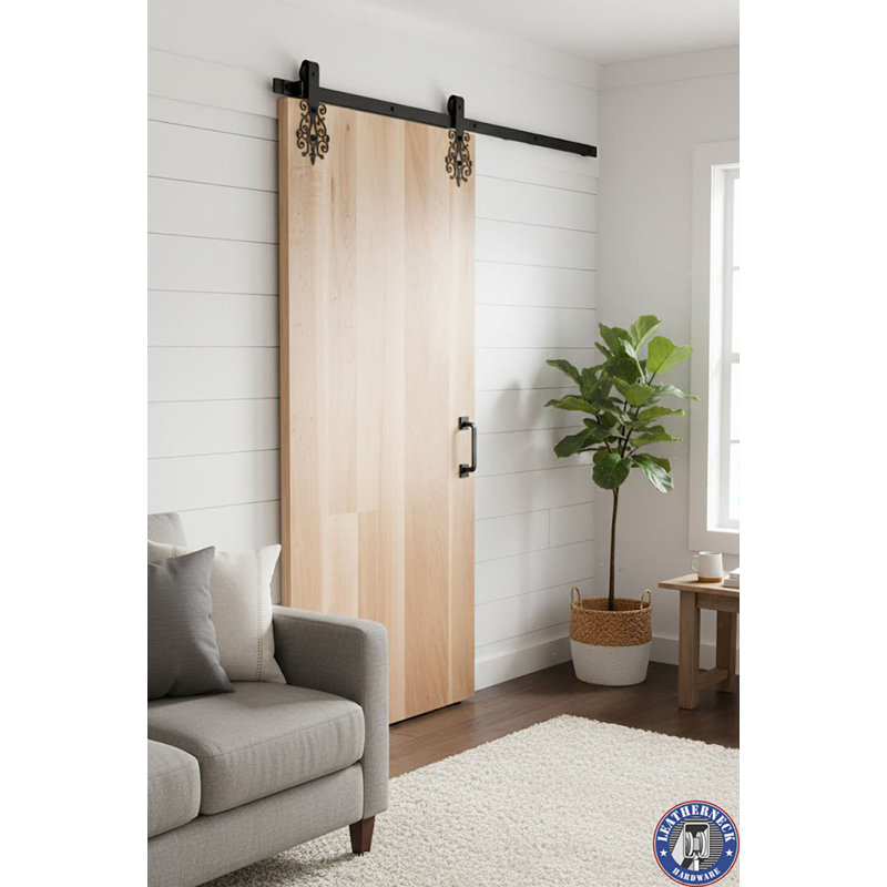 Ensemble de quincaillerie pour porte de grange simple standard Wrought Premium, Cuivré à la machine, 96 po