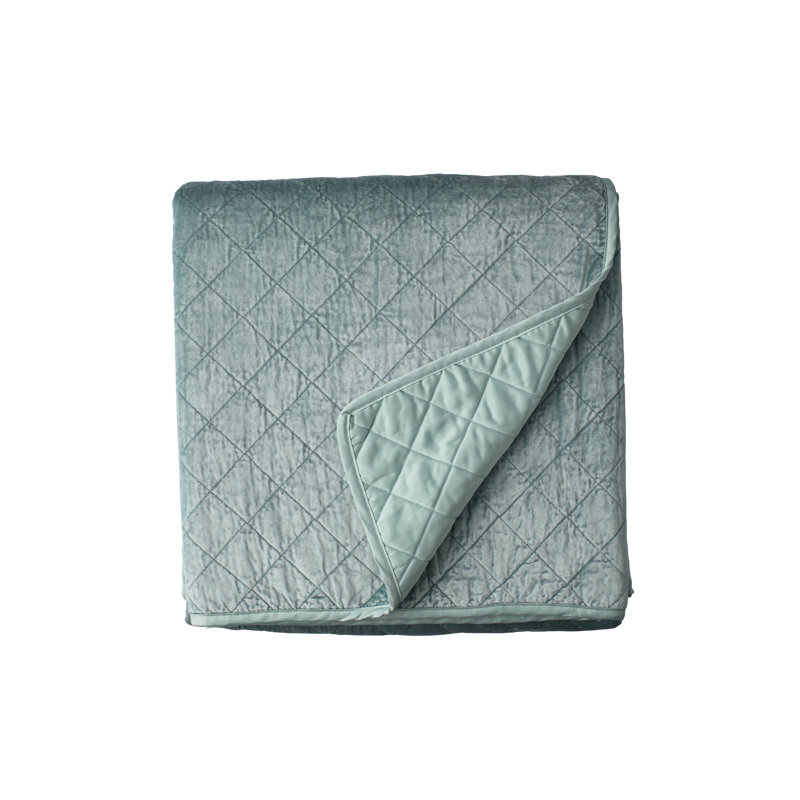 Chloe Velvet Coverlet, Sea Foam, Queen 