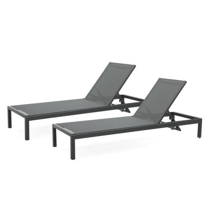 Comfortable Poolside Loungers  2  - Breathable Mesh, Rust- Aluminum, Adjustable Back, Portable, Black + Gray 2 Outdoor Lounge Rust-