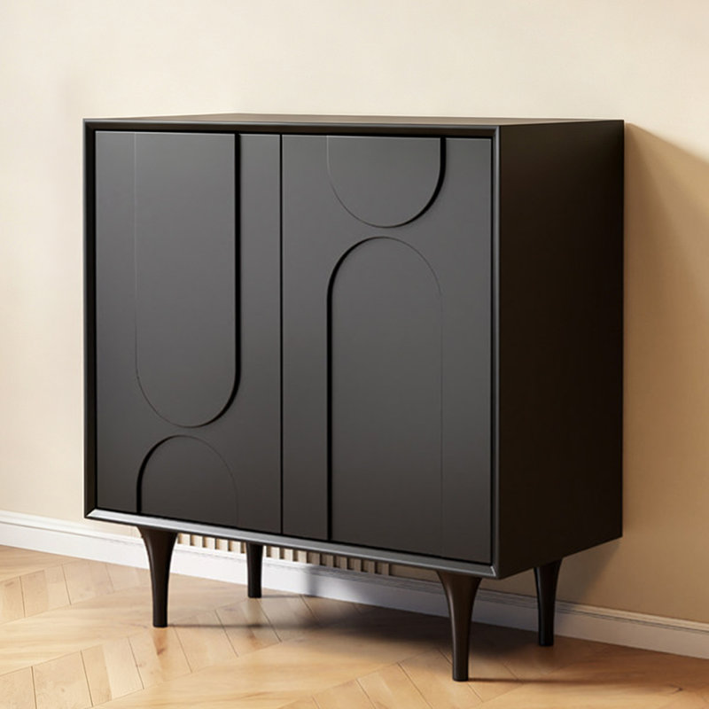 Armoire d'appoint moderne en bois massif noir, 39.37, Black