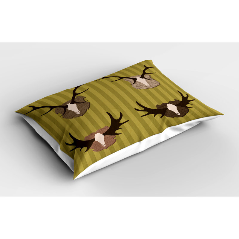 Khaki Multicolor Deer Trophy Microfiber Pillow Sham Set