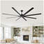 Ventilateur de plafond industriel à courant continu de 96 pouces, grand ventilateur de plafond avec 8 pales réversibles, télécommande à 5 vitesses, ventilateurs de plafond pour la maison ou le garage, noir