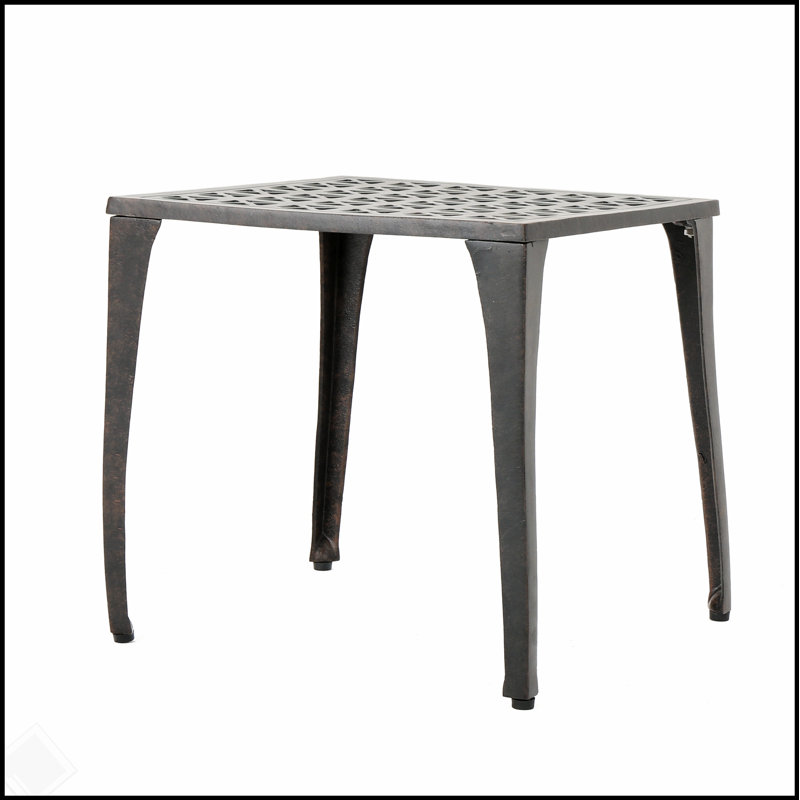 Durable and Stylish Outdoor KAI 18 Inch Side Table with Cast Aluminum Grillwork and Versatile Bronze Finish