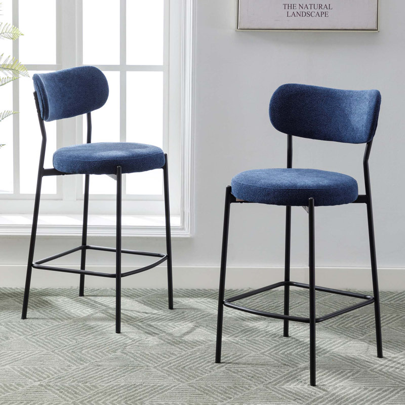 Tabourets de bar rembourrés de 26 po Medfield, Bleu