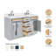 Meuble-lavabo double en bois massif Thornaby avec plateau en quartz Carrara de 1,5 po-896136622-938146493