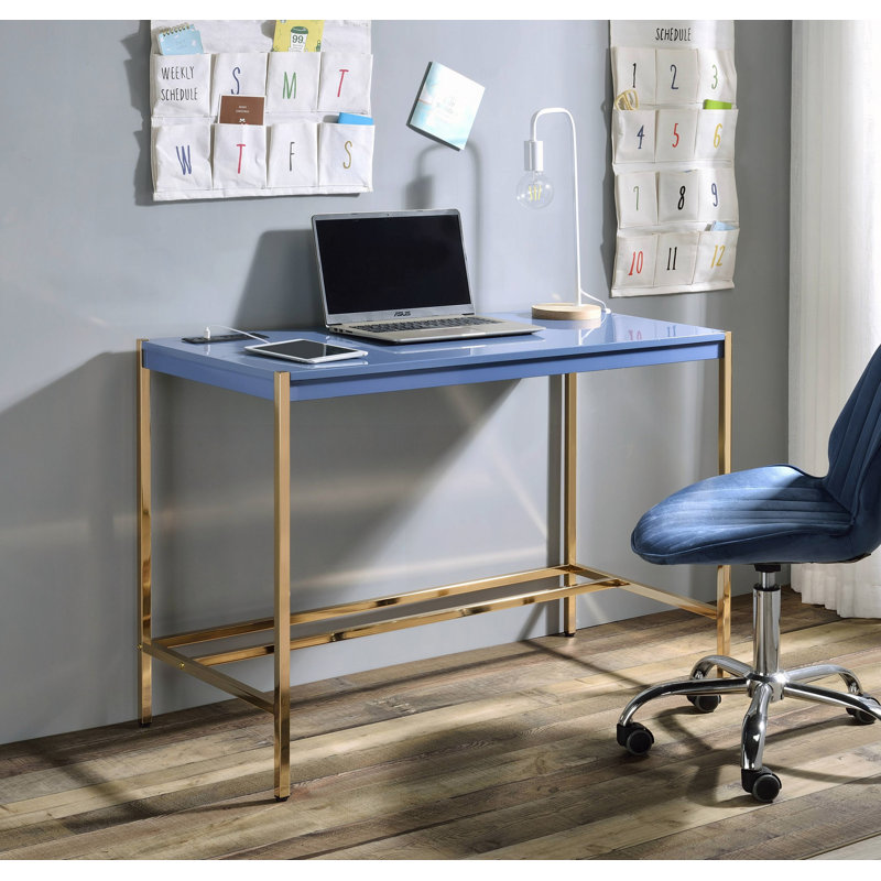 Bureau d'écriture avec ports USB, Bleu