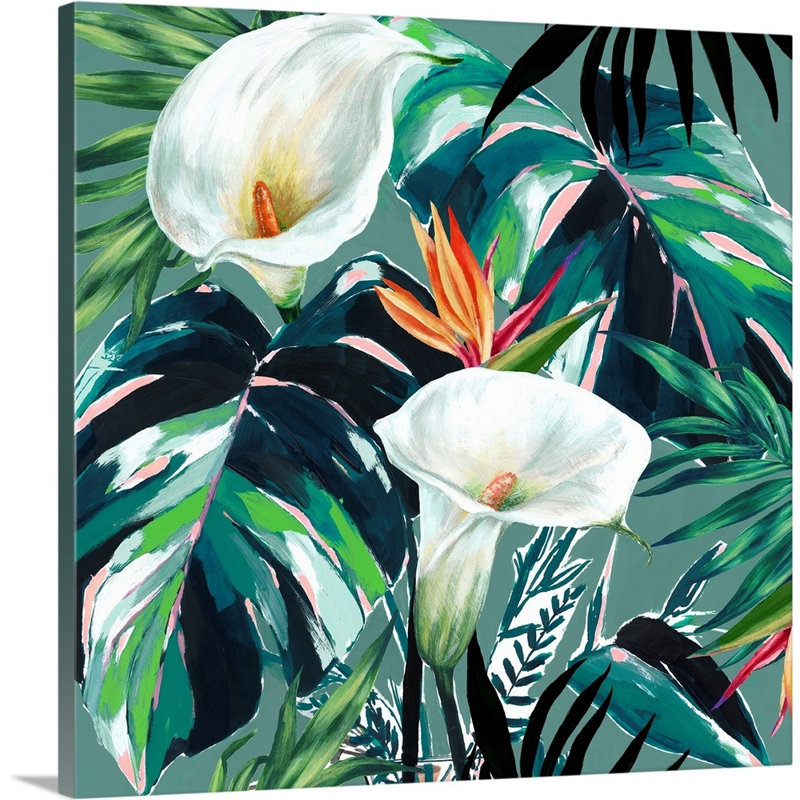 Reproduction d’art sur toile, "White Lily Paradise" par Isabelle Z, Toile tendue, H 12 po x l 12 po x P 1,25 po