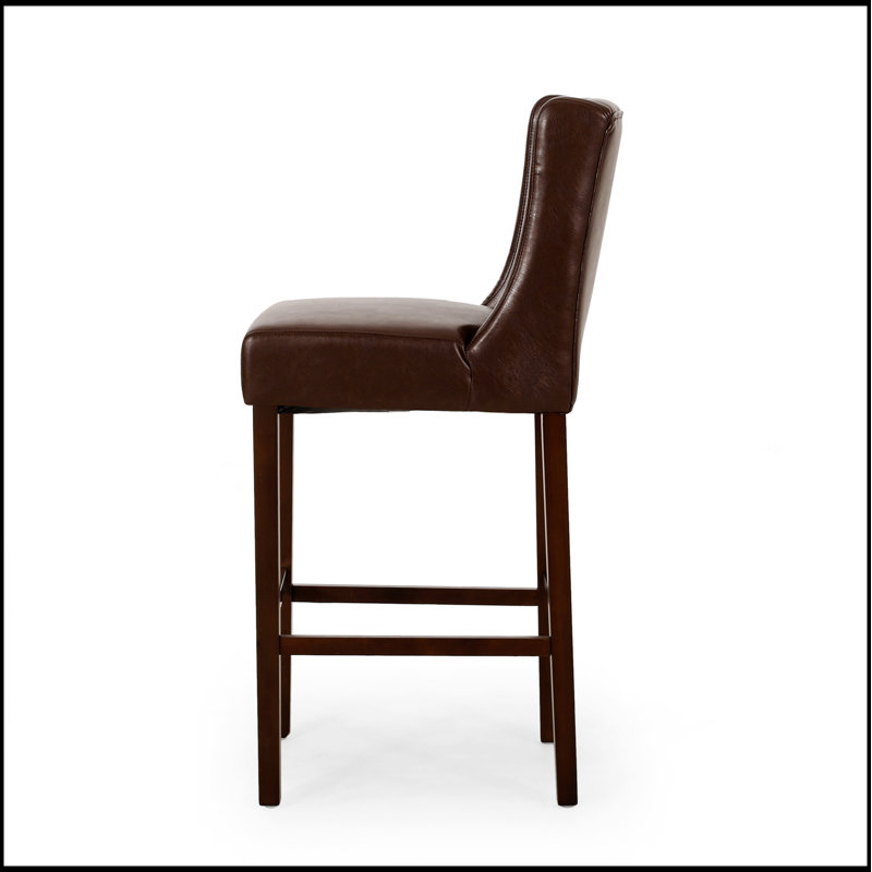 Tabouret de bar pivotant à hauteur réglable avec assise et dossier rembourrés, pour les cuisines et les bars modernes.