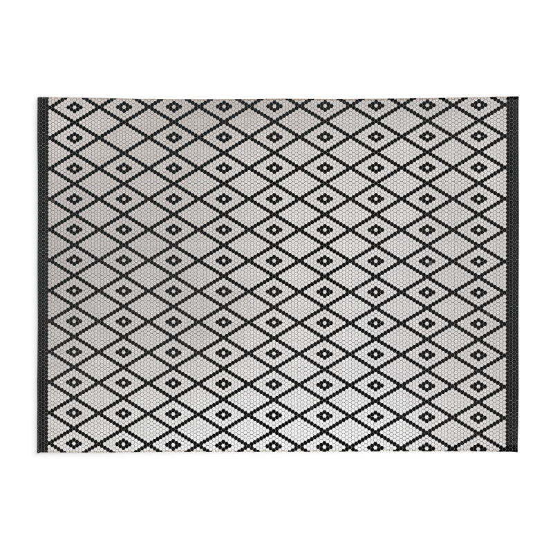 Tapis de bureau Penny Tile, Gris anthracite, ivoire, L 5 pi x L 3 pi
