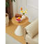 Table basse ronde moderne, table d'appoint au fini blanc et bois pour petit salon