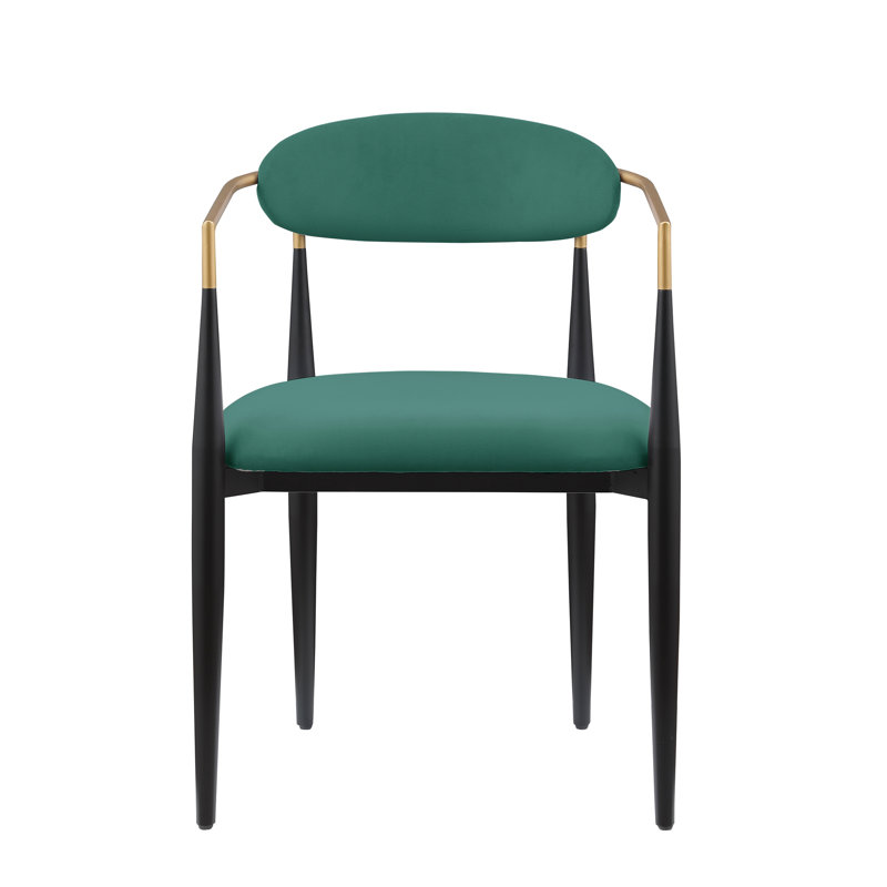 Ensemble de chaises rembourrées en tissu vert 2 pièces Modern Contemporary, Vert