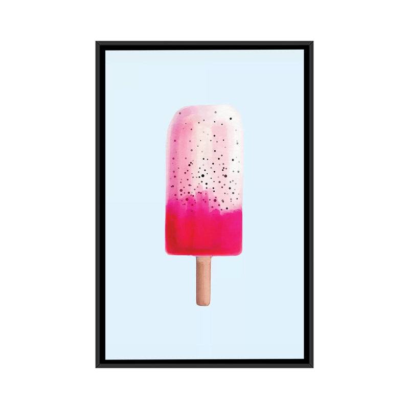 «Dragon Fruit Popsicle», impression sur toile tendue, H 26 po x l 18 po x P 1,5 po, Toile avec cadre noir, Pas de tapis