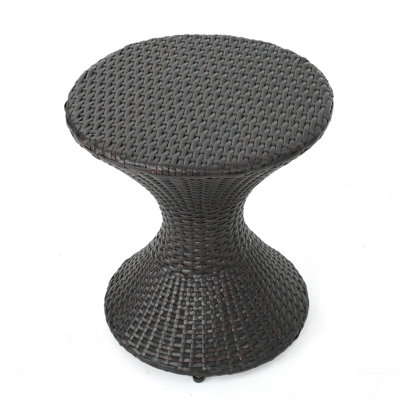 Outdoor 16-Inch Multi-Brown Wicker Hourgla Side Table