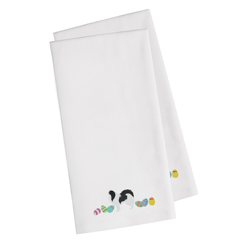 Cotton Embroidered Tea Towel Kitchen Towel, White, 28" H x 19" W x 0.1" D