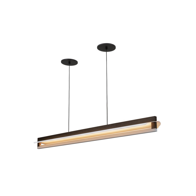 Nubis Linear Pendant - Dark Stained Walnut - Black Canopy - Split Canopy - Integrated LED - 4000K, 4000 K