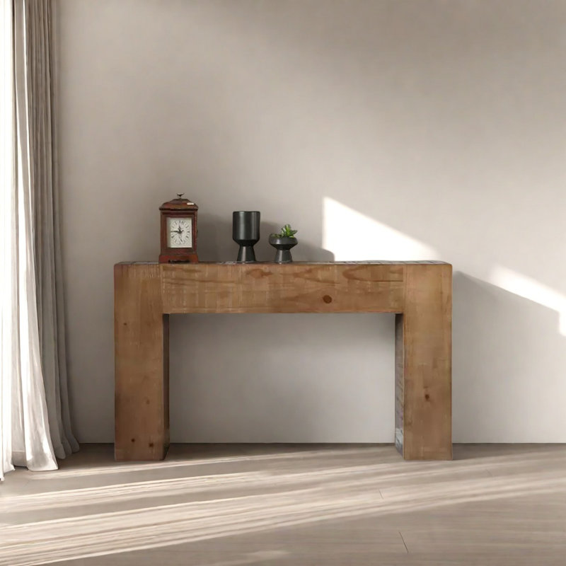 Retro Minimalist Art Solid Wood Console Table, 31.5" H x 55.12" W x 15.75" D, Natural Wood