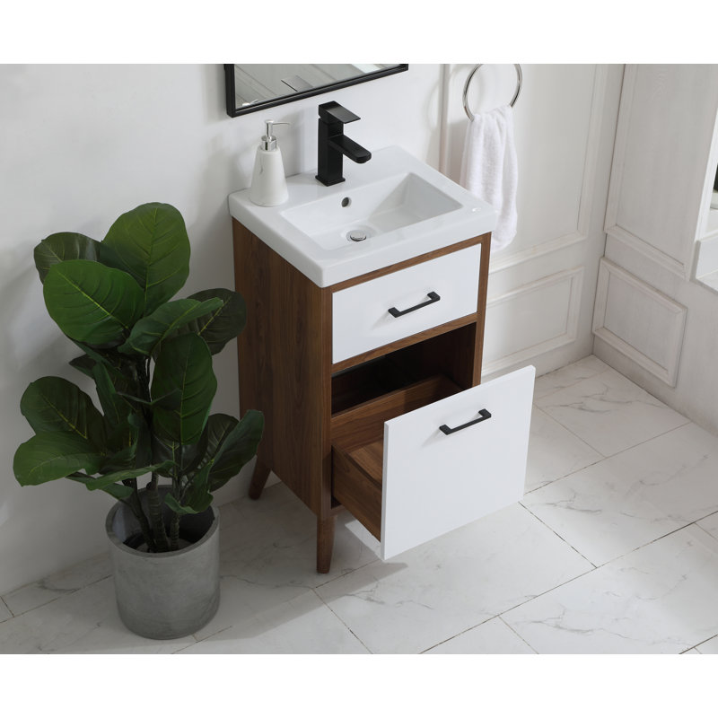 Steinfeldt 18'' Single Bathroom Vanity with Resin Top, Matte White