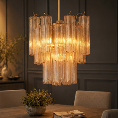 12" / 24" Dimmable Modern Tiered Gold Chandelier for Dining Room