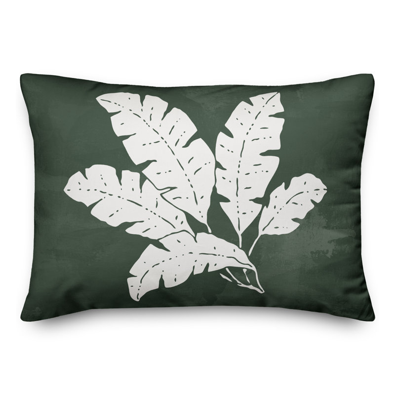  Housse et insert de coussin rectangulaire d'extérieur à motif de feuilles, Vert