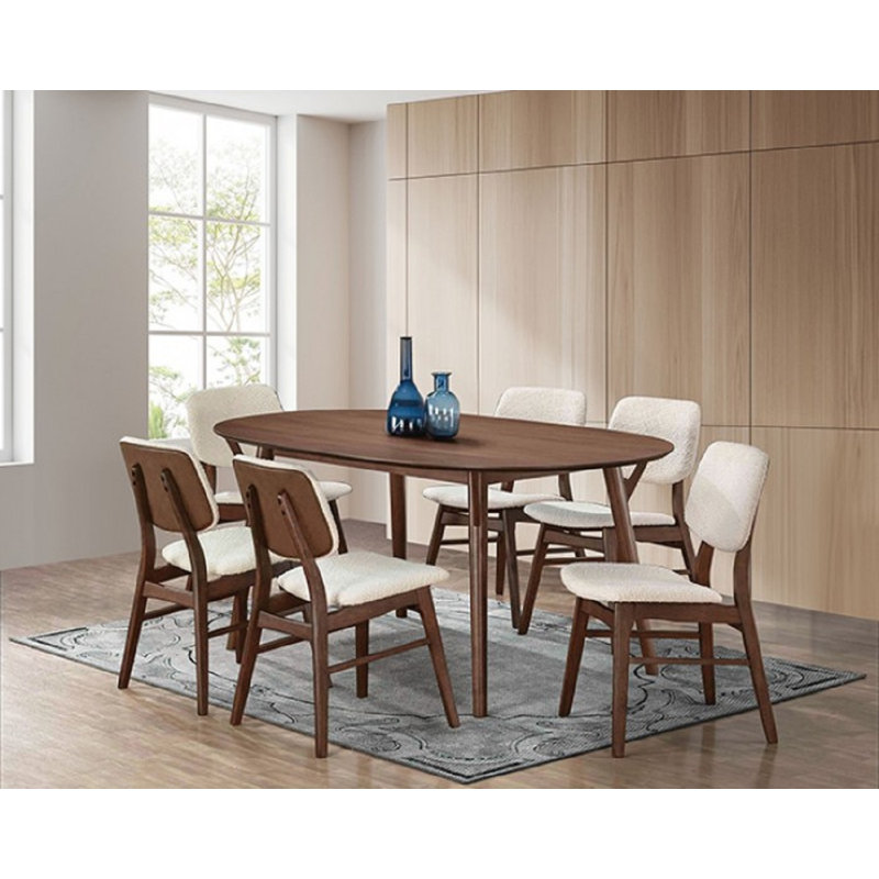 Ensemble de salle à manger moderne en noyer 7 pièces Kaylia Uckfield