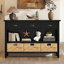 Commode de rangement avec 3 tiroirs et paniers tissés-1277229334