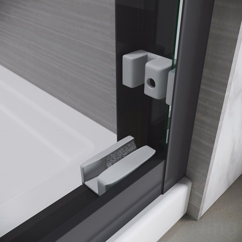 Sliding Opening Shower Glass Door 44-48 " W X 72 " H, Adjustable Semi Frameless Design Shower Door  - Certified Thick Clear Clear Tempered Glass, 304 Stainless Steel Handles