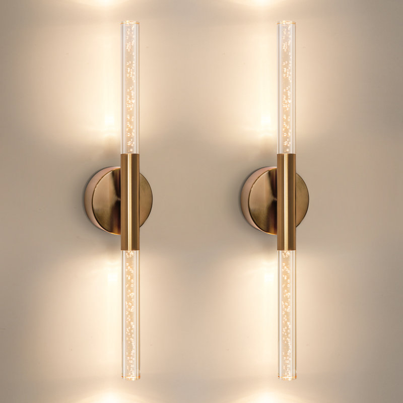 Éclairage pour salle de bain 2 lumières DEL à intensité variable, Laiton brossé, 24 po de largeur, 2