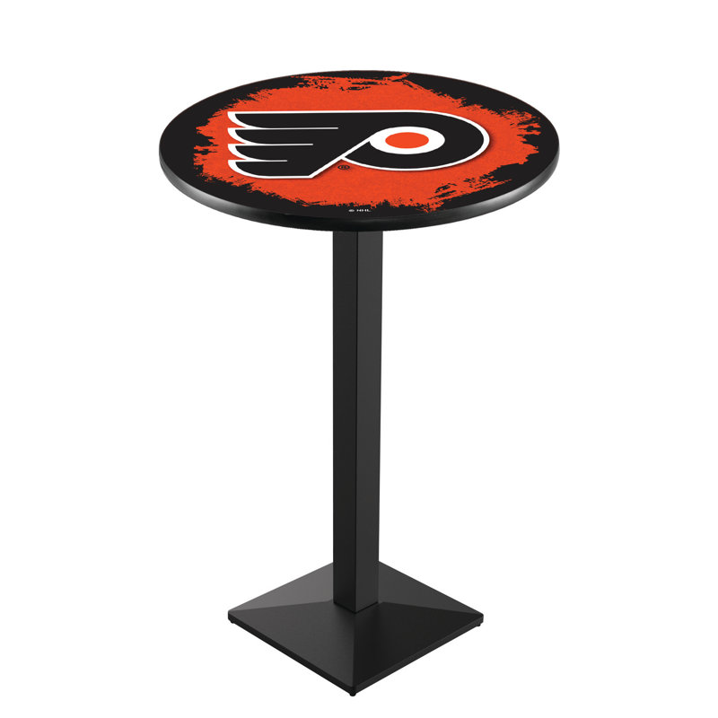 Table de salle à manger 30 po NHL, Noir froissé, Flyers de Philadelphia - orange