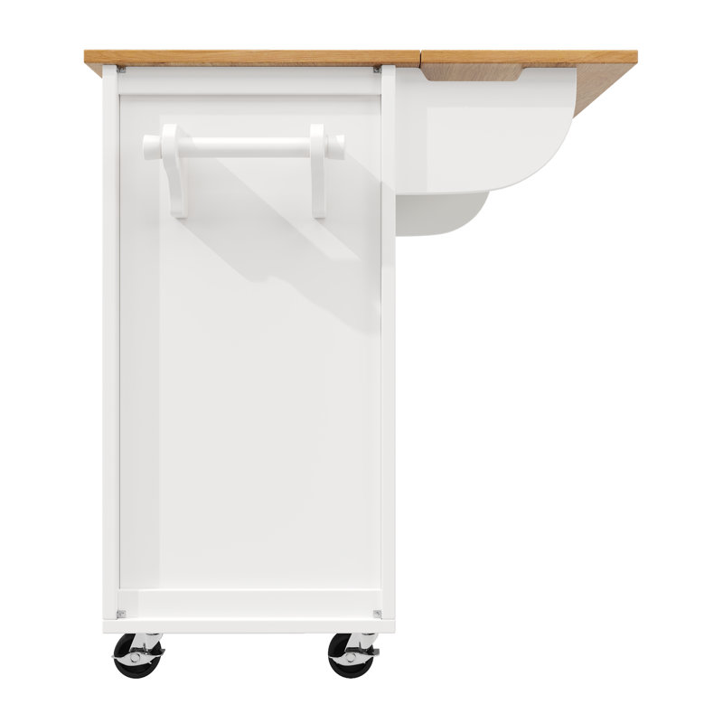 Kitchen Island With 2 Doors , 2 Drawers And Wine Rack, White
