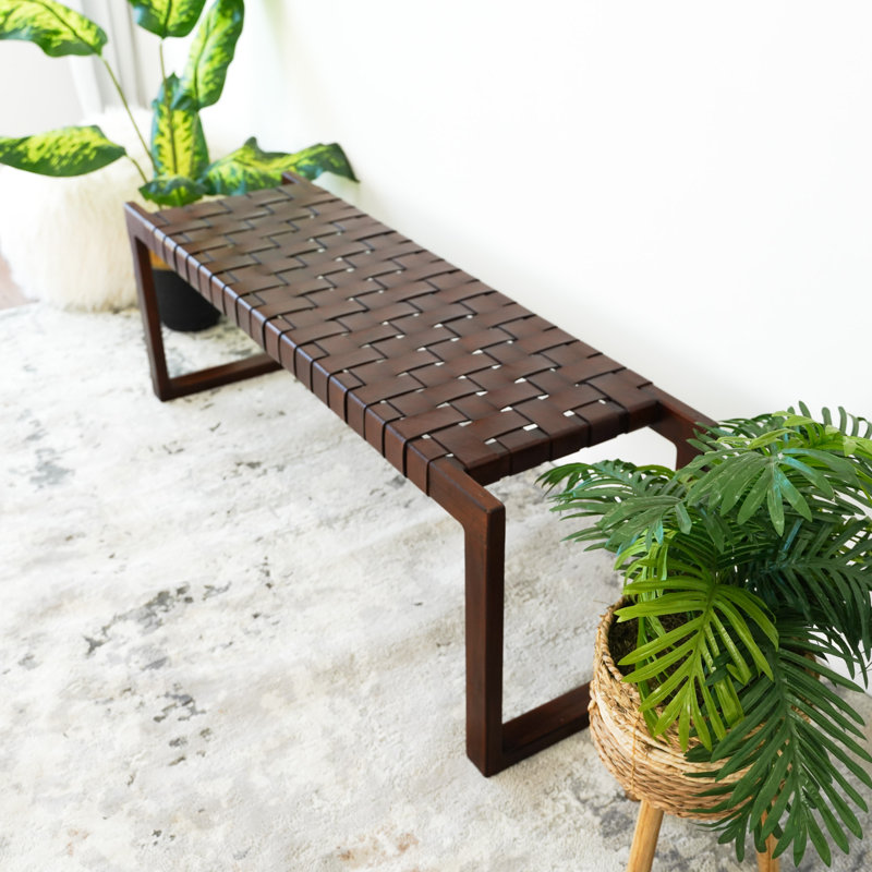 Orcutt Genuine Leather Upholstered Bench