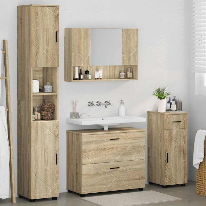 Bathroom Storage Furniture Set, Sonoma Oak