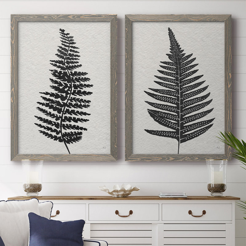 «Forest Fern III», reproduction de cadre photo sur toile 2 pièces, H 36,5 po x l 53 po x P 1,5 po, Cadre gris