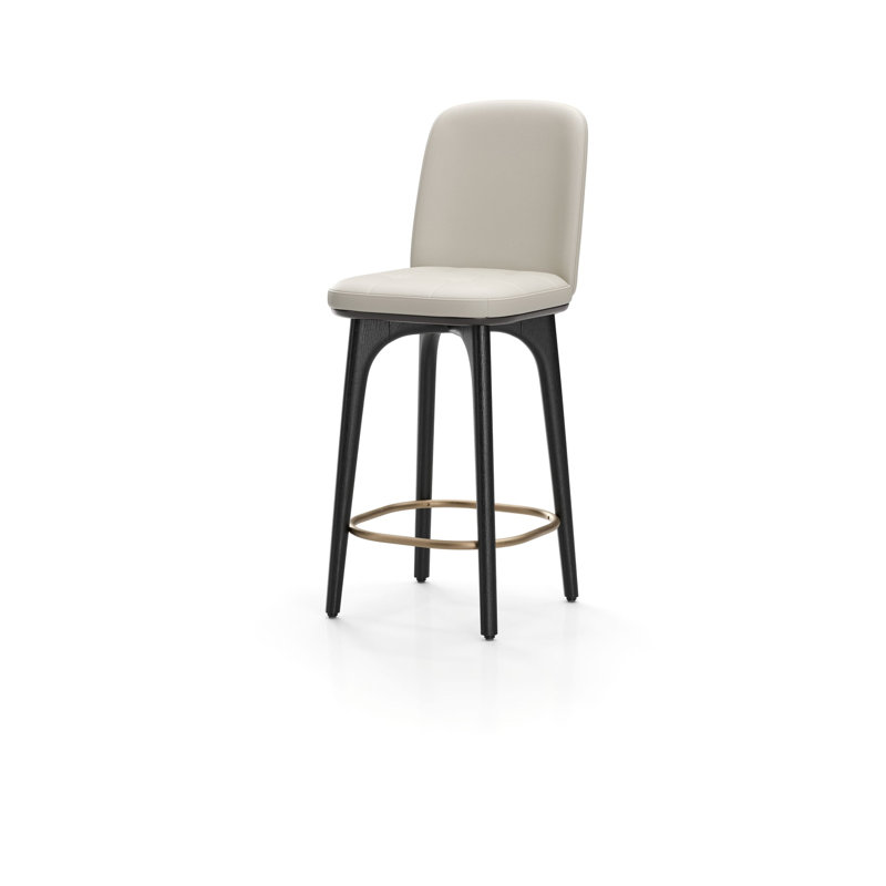 Chaise de comptoir utilitaire, Natural Oak, Omega PU Toffee Leather