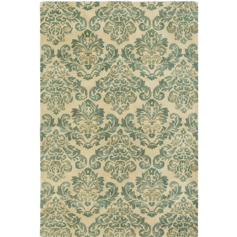 Beige/vert en laine Touffetée à la main Katelynn Tapis décoratif, 8 pi 6 po x 11 pi 6 po