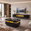 Modern Living Room Set, High-Gloss Floating LED TV Stand & Rectangular Coffee Table Combo-2080208920