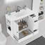 Meuble-lavabo autoportant gris 36 po avec lavabo en céramique, 4 tiroirs et support de rangement latéral-1370870672