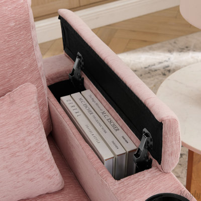 Manual Recliner Sofa with USB Charging and Storage Ottoman