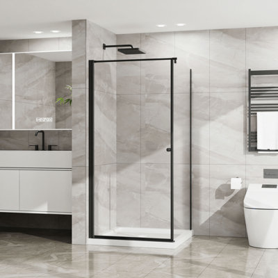 Shower Enclosure Frameless 36 In.D X 36 In. W X 72 In. H, Corner Shower Door With 1/4 In. Clear Tempered Glass, Pivot Opening Finish