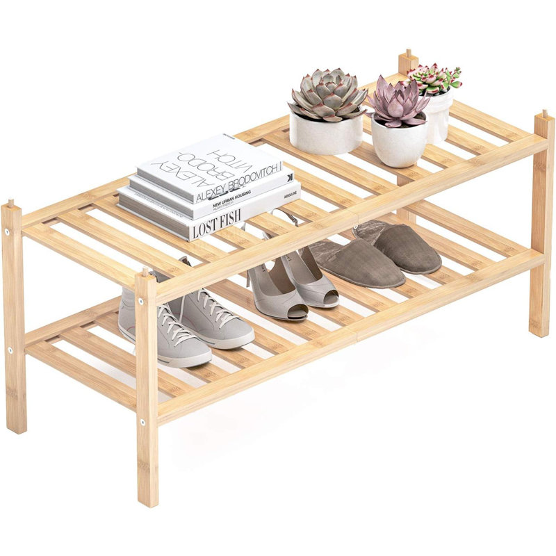 8 Pair Shoe Storage, Natural Wood